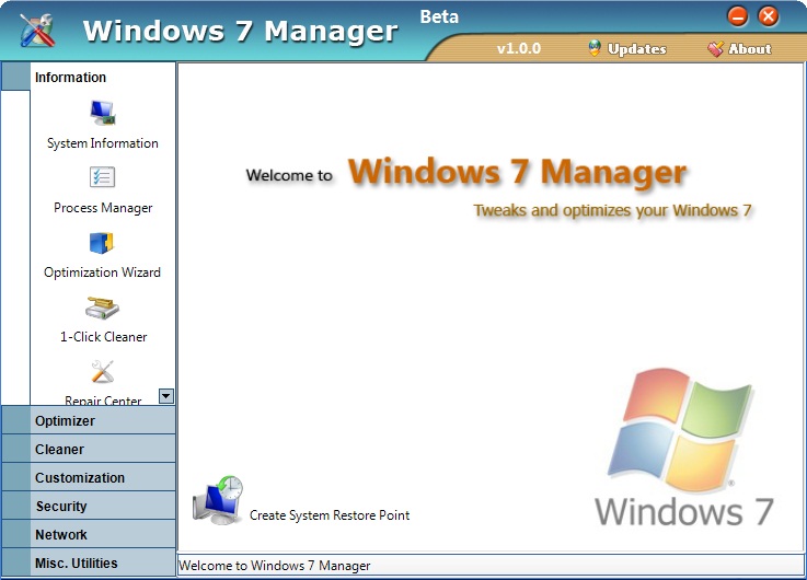 Настройщики: Windows 7 Manager